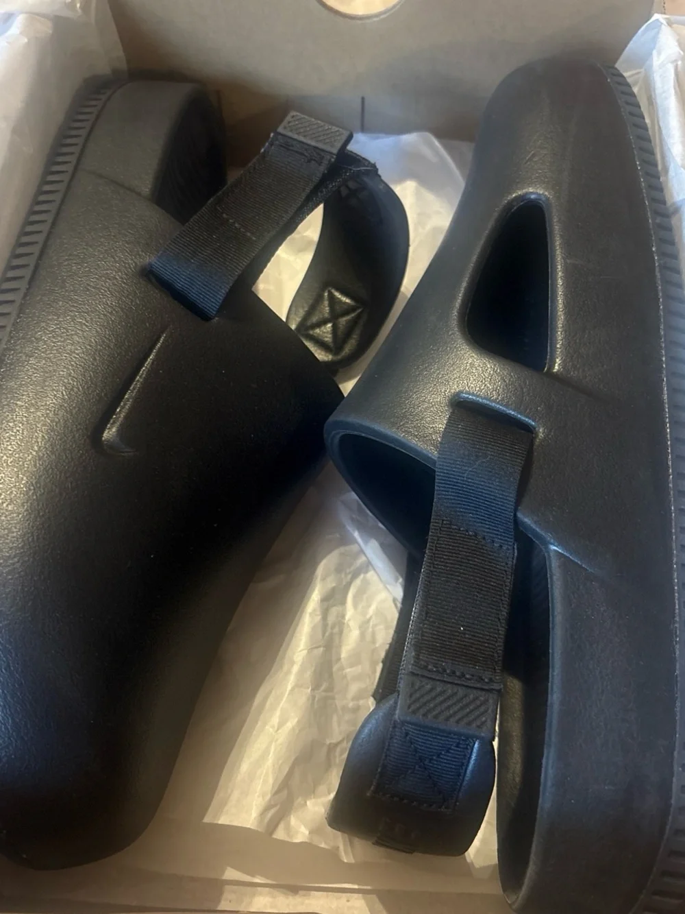 Nike Men's All-Black Slide Sandals with Adjustable Heel Strap